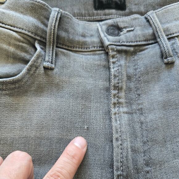 Mother The Hustler Ankle Jeans Gray Flare -26 in Supermoon Highrise Raw Hem - Picture 7 of 15